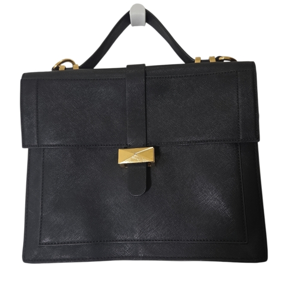 Badgley Mischka Handbags - Badgley Mitchka Black Saffiano Leather Lena Satchel